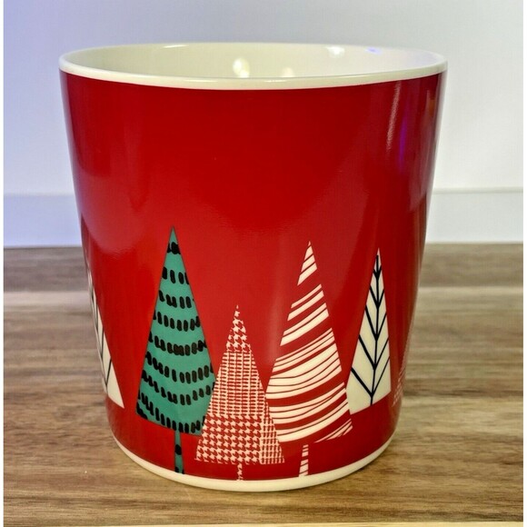 Starbucks 2017 Geometric Plaid Stripe Christmas Holiday Trees Retro Modern Mug - Picture 7 of 11